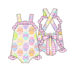 Preventa MOQ 5, Lazos de Huevos Coloridos, Estampado Festivo para Niñas, Ropa de Hermanas al por Mayor, Moda Infantil, Precio de Fábrica - Product Image 4