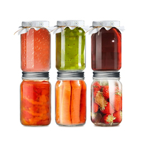 Penjualan terlaris Top kaca tebal disegel 16oz toples Mason jelas cangkir cahaya Salad Jam guci dengan tutup