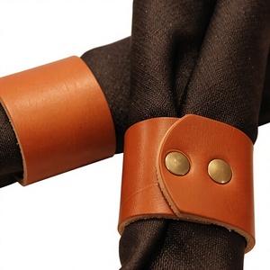 Anneaux de serviette en cuir à double bouton, modernes, réutilisables, écologiques, élégants, ronds, accessoires de table pour fêtes, mariages, restaurants - Product Image 1