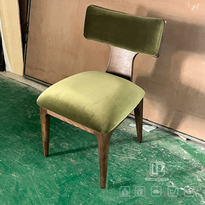 Venta Directa de Fábrica, Sillas con Cojín de Terciopelo Verde, Estructura de Madera Marrón, Silla Individual Curva para Sala de Estar, Silla de Terciopelo Verde - Product Image 2