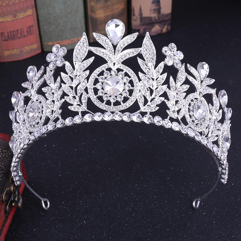 Wholesale Leaf Crystal Cz Rhinestone Wedding Bridal Tiara Big Beauty Large  Tiara Pageant Crowns for Queen Girls