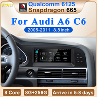 CNSTWEI Nouvel écran multimédia GPS Android 14 de 8,8 pouces avec Snapdragon 665 et CarPlay sans fil pour Audi A6 C6 2005-2011, lecteur CD de tableau de bord