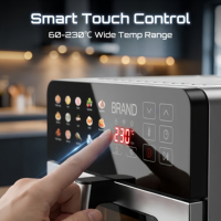 Penggorengan Udara Listrik 8L dengan Kontrol Sentuh 60-230 ° Pengatur Waktu 24 Jam Suhu C dengan Lapisan Anti Lengket untuk Dapur Rumah