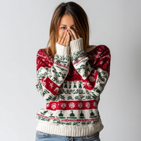 Pull de Noël à motifs traditionnels pour femmes Pull en tricot de vacances à la mode pour femmes