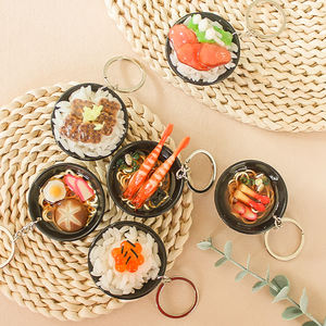 Porte-clés en résine personnalisé, modèle Donburi, figurines d'anime 3D, vente en gros, simulation de bol de riz japonais en plastique, cadeau amusant - Product Image 6