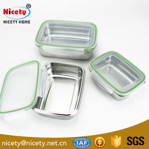 Rechteckige Brotdose aus Edelstahl 304 Lebensmittelbehälter in drei Größen Tò<span class=keywords><strong>um</strong></span>íng gàizi de fànhé 7/5000 Brotdose mit transpare - Product Image 5