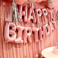 Ensemble de ballons décoratifs sur le thème de l'anniversaire rose or, décoration de fête, arrangement de scène, décoration murale de fond avec ballons