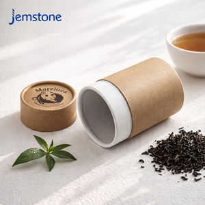 Caja de Cartón Kraft Reciclable Personalizada para Especias y Galletas con Tapa Personalizada, Tubo de Papel Cilíndrico de Grado Alimenticio para Mezclas de Té - Product Image 1
