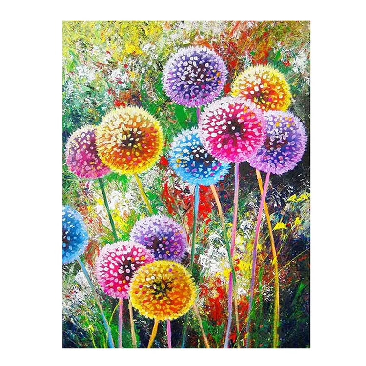 Artesanais de decoração diy personalizado arte da parede pintura colorido dandelion 5d pintura diamante