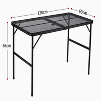 Table de camping pliable à hauteur réglable en maille de fer 120x60 en alliage d'aluminium, capacité de charge 30 kg, pour pique-nique, barbecue et jardin en extérieur