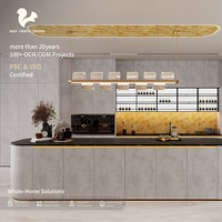 Armoires de cuisine industrielles AIGE, style minimaliste de luxe, étagères ouvertes, poignées intégrées en ciment, portes modernes, fournisseur d'armoires