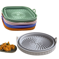 Panier d'accessoires pour friteuse à air en silicone antiadhésif, pliable, carré, rond, plateau de cuisson en silicone pour friteuse, doublure en silicone pour friteuse