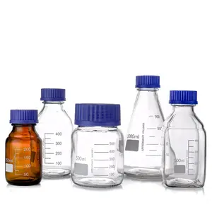 Lab Borosilicate 3.3 Glass Bottle With Screw Cap Culture Media Amber Glass Reagent Bottle