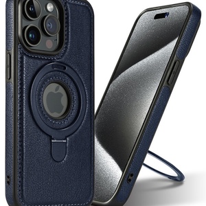 Funda Magnética con Anillo Metálico para iPhone 16 15 14 13 Pro Max, Soporte, Cubierta de Cuero Cosida - Product Image 3