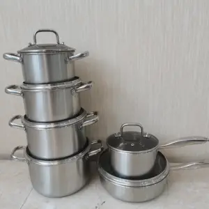 Europen डिजाइन नई 12pcs cookware सेट SS201 कांच के ढक्कन के साथ स्टेनलेस स्टील खाना पकाने के बर्तन