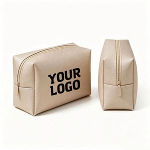 Bolsa de Cosméticos de PU Vegana Ecológica con Logotipo Personalizado, Bolsa de Maquillaje Compacta Impermeable, Bolsa de Aseo de Gran Capacidad para Viajes - Product Image 1