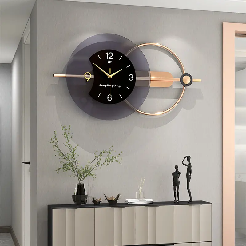 Wholesale high quality Large creative Fashion nordic metal large luxury led 3D wall clock home decor