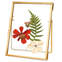 Cadre photo rectangulaire horizontal flottant en verre et métal doré de 6 pouces pour table, cuisine, œuvre d'art, maison