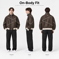 Blouson en cuir PU personnalisé pour homme, col montant, style motard, décontracté, streetwear, coupe ample, avec patchs en caoutchouc et fermeture éclair