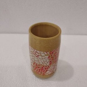 Bamboo fiber cup with light orange eggshell inlay, food safe cup made from bamboo now on sale - Product Image 1