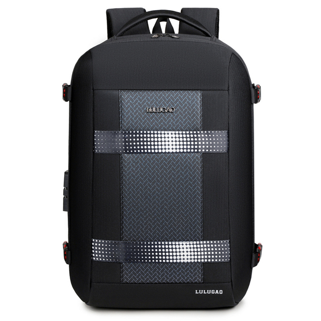Super September Men's 17.3 Inch Waterproof Anti-Theft Smart USB Charging Backpack Fashionable Hard Zipper Polyester for Smart