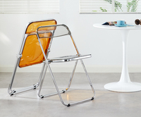 Chaise pliante en plastique transparente en gros, chaise pliante moderne pour salle à manger avec cadre en métal