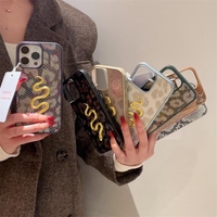 Nouvelle coque de téléphone moderne 3D en métal effet peau de serpent en cuir PU antichoc avec décoration pailletée pour iPhone 16 15 14 13 Pro Max