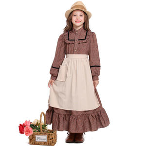 Chica colonial para <span class=keywords><strong>Amazon</strong></span> Source Prairie Pioneer Dress con bufanda floral marrón larga para <span class=keywords><strong>Halloween</strong></span> con personaje Echo - Product Image 5