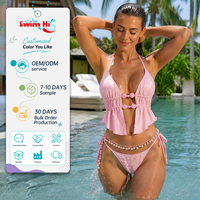 Ensemble de bikini pour femmes avec logo personnalisé OEM, maillot de bain triangle à bretelles croisées, vêtements de plage deux pièces, fabricant de maillots de bain à marque privée