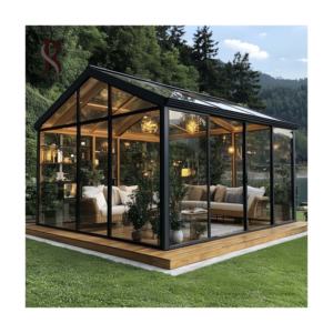 Sunroom de aluminio ascendente contemporáneo con techo inclinado Lowes Sala de estar Invernadero Exterior Invernadero/Sala de vidrio - Product Image 4
