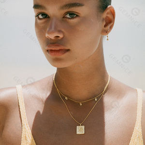 Gemnel Vintage 925 Perak Murni 18K Emas Vermeil Pohon Palem Persegi Liontin Kalung - Product Image 4