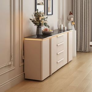 Solid Wood Lacquered <b>Chest</b> Of Drawers Minimalist Shoe Cabinet Light Luxury Italian Style Wall Mounted Bedroom <b>Storage</b> Gray - Product Image 1