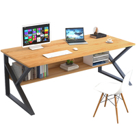 Table d'étude multifonctionnelle, meuble de rangement en ligne moderne avec double couche pour maison/bureau, grand format