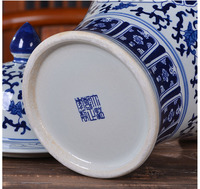 Vase en céramique bleu et blanc antique avec couvercle, décoration intérieure classique chinoise, vase de table pour la maison