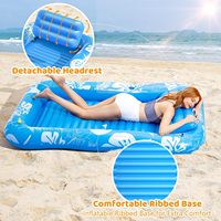 Chaise longue gonflable pour bain de soleil avec pulvérisateur d'eau, 82*51 pouces, avec oreiller, bouée 6 en 1 avec porte-gobelet