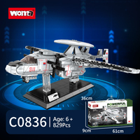 WOMA TOYS C0836 829pcs Silver Big Toy Jet Military Air Force Aircraft Transport Airplane Building Blocks Set For Kids