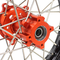 KKE 14/12 Mini Jeu de jantes pour enfants compatibles avec KTM65 SX 2002-2024 Jante noire à moyeu orange usiné CNC