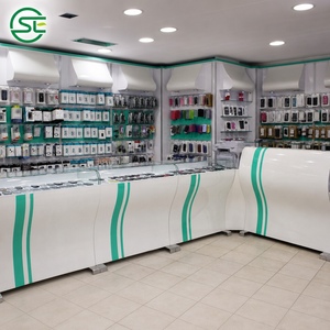 ตู้โชว์โทรศัพท์สีขาวพร้อมขอบสีเขียวสำหรับร้านมือถือ ตู้โชว์อุปกรณ์เสริมโทรศัพท์มือถือ เฟอร์นิเจอร์สำหรับร้านค้าปลีก - Product Image 2