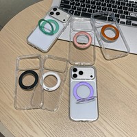 Coque de téléphone transparente personnalisée en PC et TPU avec béquille rotative pliable pour iPhone 18 Pro Max 17 16 15 14 – Étui transparent