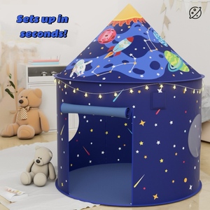 Rocket Ship Teepee Child Pop-up Small Space Playhouse <strong>Indoor</strong> Fun Kids <strong>Play</strong> <strong>Tent</strong> with Lights - Product Image 2