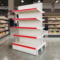 Étagères métalliques robustes et légères pour supermarchés, présentoirs de magasin |   Conception perforée personnalisée pour les magasins de proximité