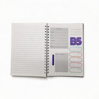 Cahiers spirales en gros, cahier spirale simple avec couverture en PP B5, cahier spirale à couverture rigide pour les notes des étudiants