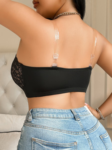 Sujetador de encaje con <span class=keywords><strong>cierre</strong></span> frontal de talla grande para mujer, ropa interior sexy sin tirantes de talla grande - Product Image 3