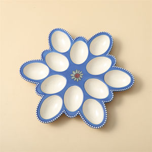 จานเสิร์ฟไข่พอร์ซเลนสำหรับครัวขายส่ง ดีไซน์โดดเด่นไม่ซ้ำใคร จานไข่เคลือบสีเซรามิกสำหรับเสิร์ฟไข่เดวิล - Product Image 6