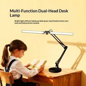 Lámpara de Escritorio LED de Doble Cabezal con Brazo Largo, Pantalla Metálica, Alimentación USB, Iluminación Ultrabrillante y Amigable con los Ojos para Estudiar, Dibujar y Trabajar con la Computadora - Product Image 2