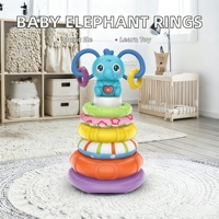 Jouets MST : Tour d'empilage éducatif pour bébés, avec anneaux empilables en forme d'éléphant musical et cercles, pour l'apprentissage précoce