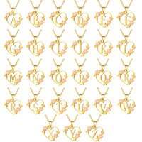 Collier en acier inoxydable QIUHAN plaqué or 18 carats avec pendentif en forme de cœur et lettre A-Z, fleur émaillée, bijoux pour femmes, cadeau pour filles, collier avec 26 lettres