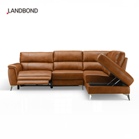 Luxuriöses Braunes Echtleder-Ecksofa im Europäischen Stil, 7-8-Sitzer Wohnzimmermöbel, Modernes L-förmiges Relaxsofa