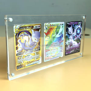 SHP Anti-Uv Desktop Acrylic Pokemon Cards 3 Slot Display Stand Slab Frame 3/ Pokemon Card Protector Case Storage Strong Magnet