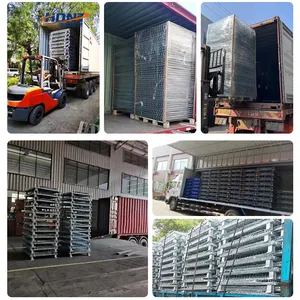 Özelleştirilmiş ağır Metal tel örgü konteyner istiflenebilir lojistik taşıma kutusu sepet kargo & depolama donanımları